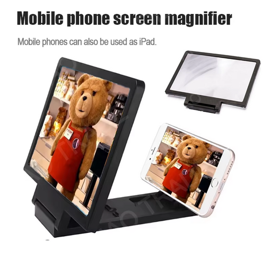 8-inch 3D Mobile Phone Screen Magnifier – HD Movie & Game Amplifier with Folding Stand